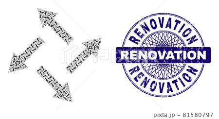 Centrifugal Arrows Recursive Collage of Centrifugal Arrows Items and Grunge Renovation Round Guilloche Seal 81580797