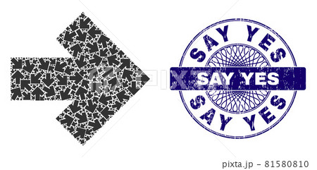 Arrow Right Fractal Composition of Arrow Right Items and Textured Say Yes Round Guilloche Seal 81580810