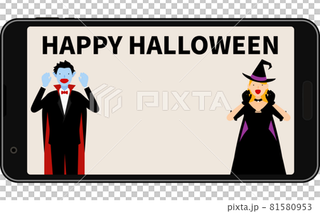 智能手機上的在線萬聖節派對，德古拉和女巫 81580953