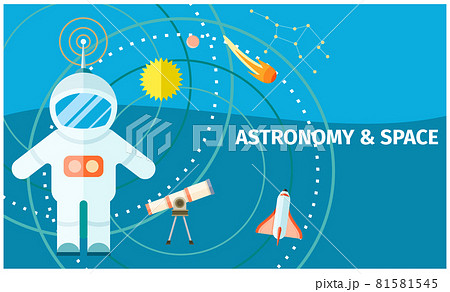 Astronomy and Space Colorful Poster with Spaceman 81581545