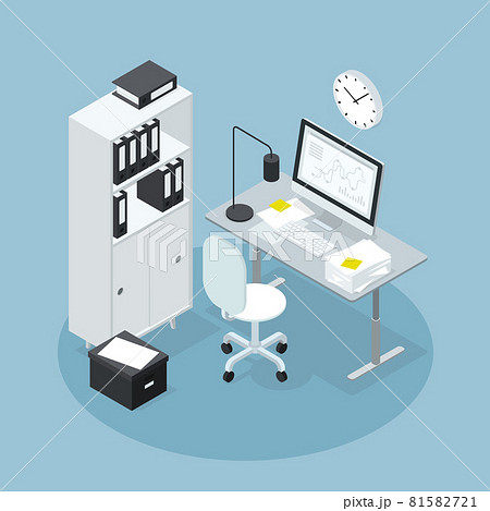 Isometric Office Business Workspace Illustration 81582721