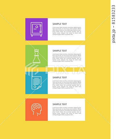 Varied Icons Set isolated on Yellow, Colorful Card 81583233