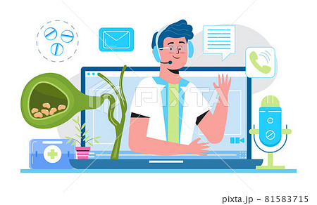 Gallbladder online consultation concept vector. Doctor treat gallstones. 81583715