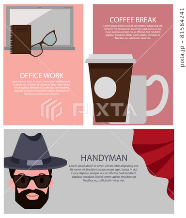 Office Work and Break Set Vector Illustration 81584241