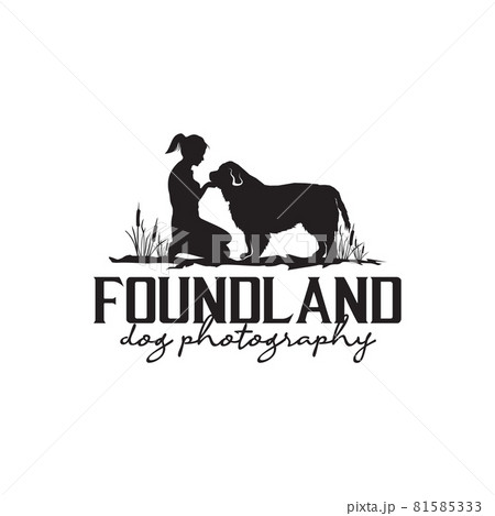 Girl and newfoundland dog silhouette logo design 81585333