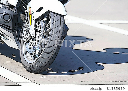 パステル調 ””駐車中のバイク” イラストイメージ パステル調 ””駐車中のバイク” イラストイメージ 81585959