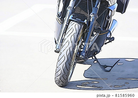 パステル調　””駐車中のバイク”　イラストイメージ 81585960