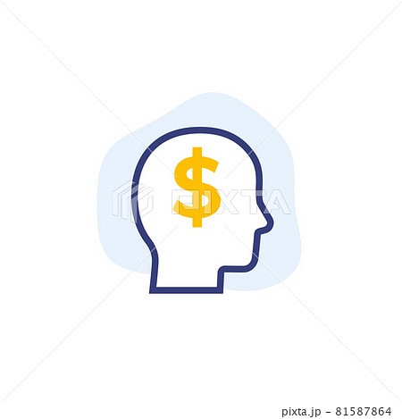 money thinking vector icon on white money thinking vector icon on white 81587864