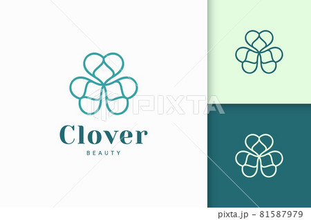 Clover Logo In Simple Line And Love Shape のイラスト素材