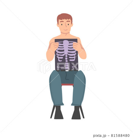 Man Having Medical Check-up and Health Screening Holding Chest X-ray Vector Illustration Man Having Medical Check-up and Health Screening Holding Chest X-ray Vector Illustration 81588480