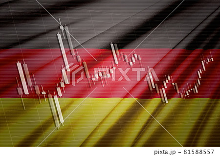 ドイツの国旗と株価チャート　ロウソク足を合成したコンピューターグラフィックスCG 81588557