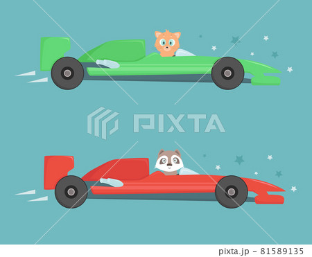 Set of two sports cars in side view. 81589135