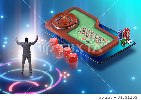 Businessman in online casino concept Businessman in online casino concept 81591209