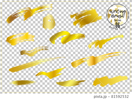 波、筆、毛筆、ブラシのセット 金色 波、筆、毛筆、ブラシのセット 金色 81592532