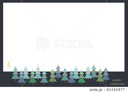 クリスマスツリーと月のフレーム　透過 81592877