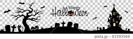 Happy Halloween night landscape silhouette background material Happy Halloween night landscape silhouette background material 81593569
