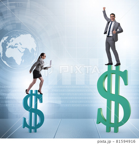 Concept of inequal pay and gender gap between man woman 81594916