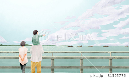 船と海の風景手描き水彩風イラスト 81595776