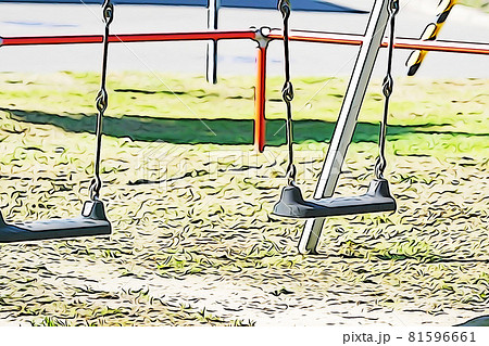 パステル調 公園の遊具 ブランコ イラストイメージ公園の遊具 ブランコ のイラスト素材