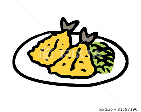 アジフライ 食べもののイラスト素材