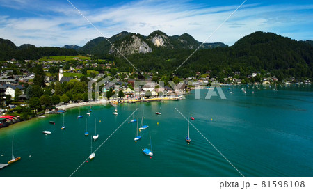 Lake Wolfgangsee in Austria from above Lake Wolfgangsee in Austria from above 81598108
