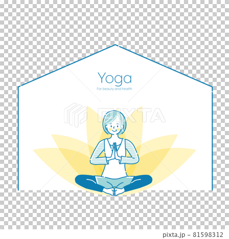 Illustration of a middle-aged woman doing yoga at home Illustration of a middle-aged woman doing yoga at home 81598312
