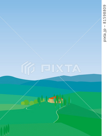 オルチャ渓谷 val d'orcia トスカーナ toscana 夏風景のイラスト素材 [81598809] - PIXTA