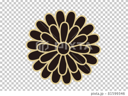 Japanese style motif of black and gold Yae chrysanthemum icon material Japanese style motif of black and gold Yae chrysanthemum icon material 81599346