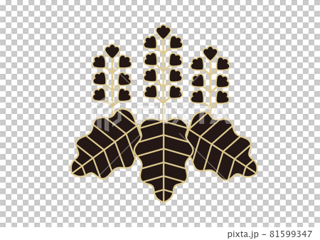 Japanese style motif of black and gold paulownia flower icon material 81599347
