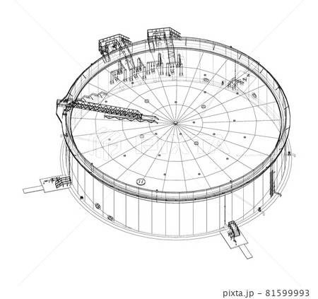 Large oil tank with floating roof. Vector Large oil tank with floating roof. Vector 81599993