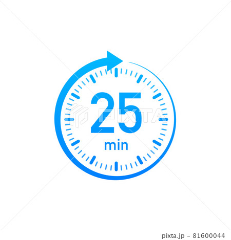 The 25 minutes, stopwatch vector icon. Stopwatch icon in flat style, timer on on color background. Vector illustration. 81600044