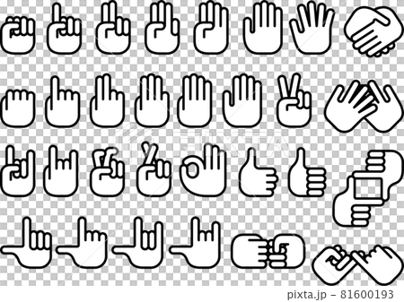 シンプルな線画の手のハンドサイン セット シンプルな線画の手のハンドサイン セット 81600193