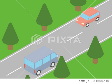 車が走る道路のイラスト素材