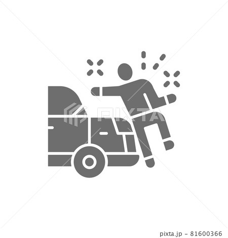 Car knocks down a man, crash grey icon. Car knocks down a man, crash grey icon. 81600366
