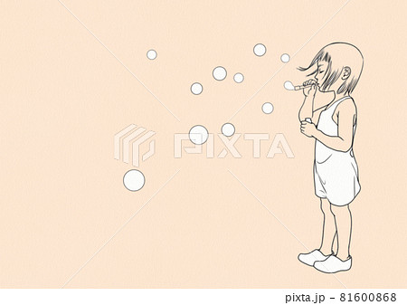 しゃぼん玉と少女 81600868
