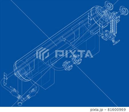 Industrial tank with valves. Vector 81600969