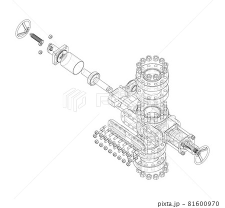 Blowout preventer. Vector rendering of 3d Blowout preventer. Vector rendering of 3d 81600970