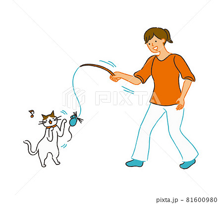 猫と遊ぶ女性 猫と遊ぶ女性 81600980