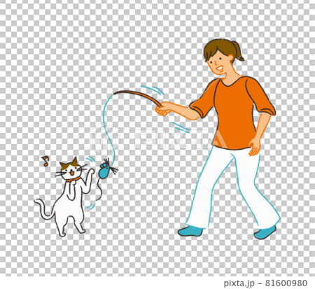 猫と遊ぶ女性 猫と遊ぶ女性 81600980