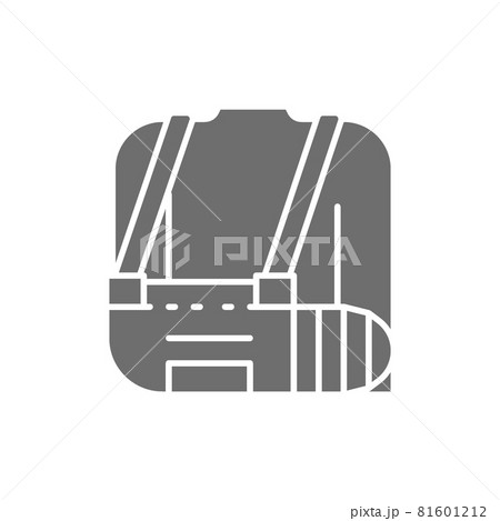 Broken arm, bandage, injured man grey icon. 81601212