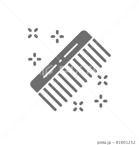 Hair comb, hairdresser brush, barber tool grey icon. 81601252