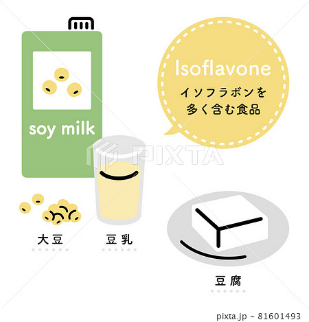 イソフラボンを多く含む食品　イラストセット（日本語ver.） 81601493