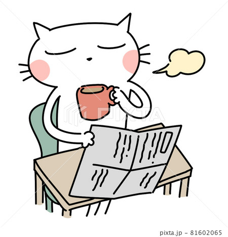 コーヒーブレイク、新聞を読む コーヒーブレイク、新聞を読む 81602065
