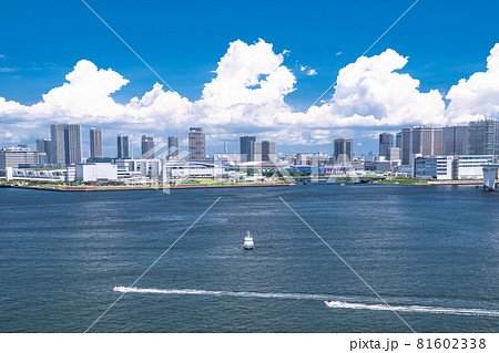 《東京都》青い空と白い雲の東京都市風景・夏空の東京ベイエリア 81602338