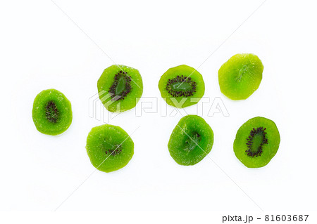 Dried kiwi fruit on white background 81603687