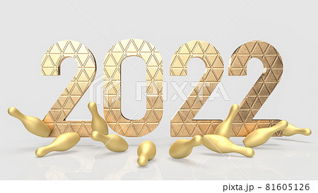2022 and gold pin bowling for business or holiday concept 3d rendering. 2022 and gold pin bowling for business or holiday concept 3d rendering. 81605126