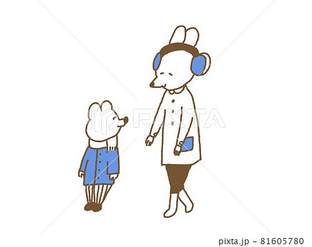 冬のほのぼの親子イラストのイラスト素材