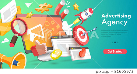 3D Vector Conceptual Illustration of Digital Marketing Agency. 81605973