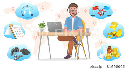 3D Isometric Flat Vector Conceptual Illustration of Steps of Cybersport Professional Player Development. 81606006