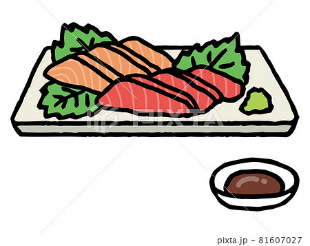 マグロとサーモンの刺身 食べもののイラスト素材 マグロとサーモンの刺身 食べもののイラスト素材